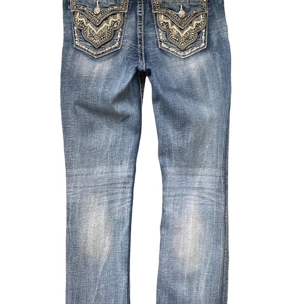 Miss Me Blue Boot Cut Jeans with Embellished Pockets